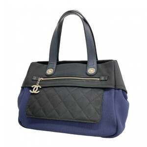Chanel Paris Biarritz Nylon Tote Bag, Navy Black, Women's